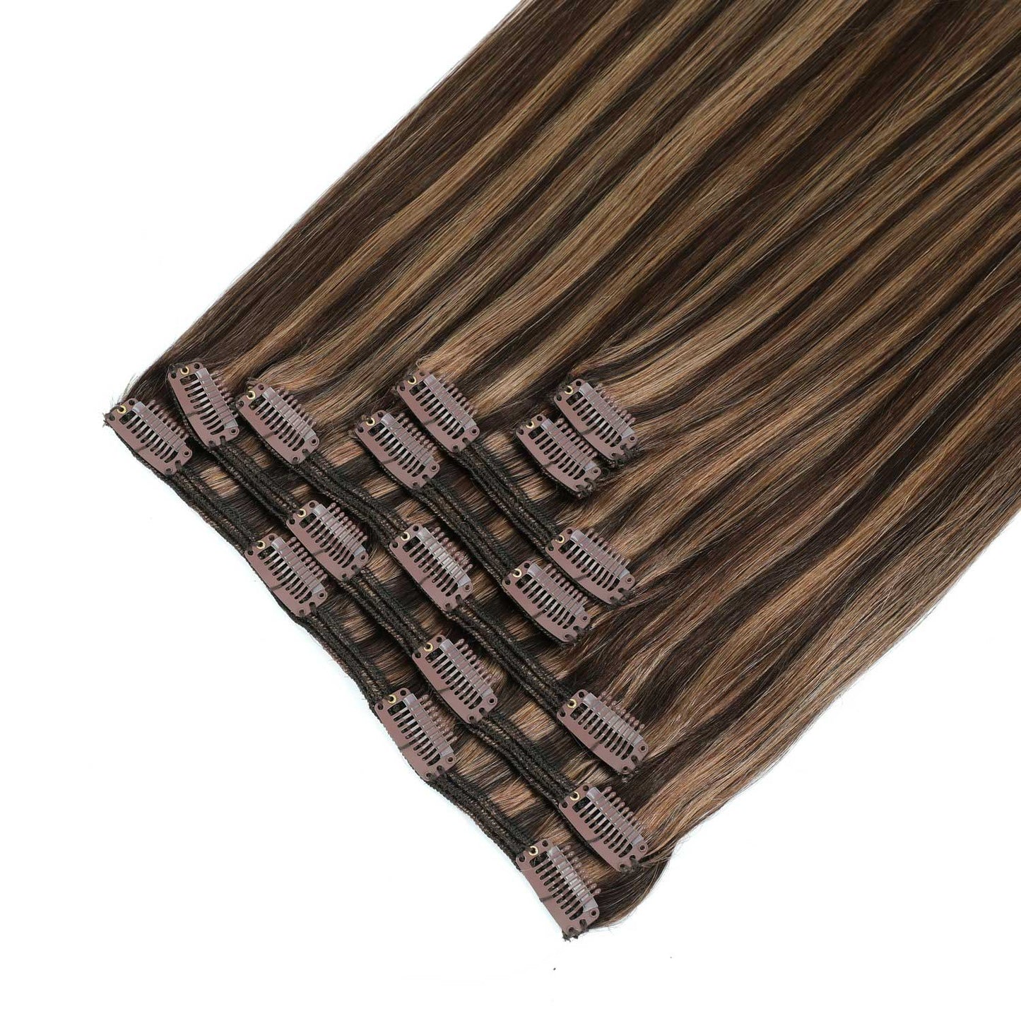 Extension à clip 200gr #2/12 Dark Brown & Dirty Blond Mix